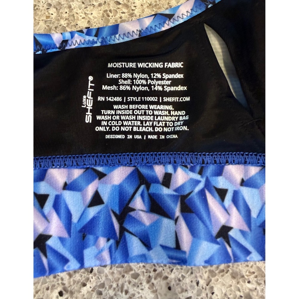 Blue and Purple SheFit Size Luxe Sports Bra Wirefree Adjustable Fit Support  Gym - Picture 6 of 8